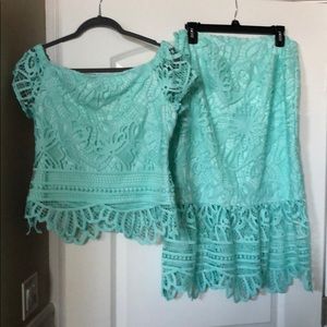 Aqua blue lace dress